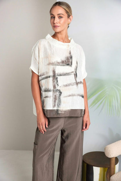 Naya Rippled print high neck top Nas26265