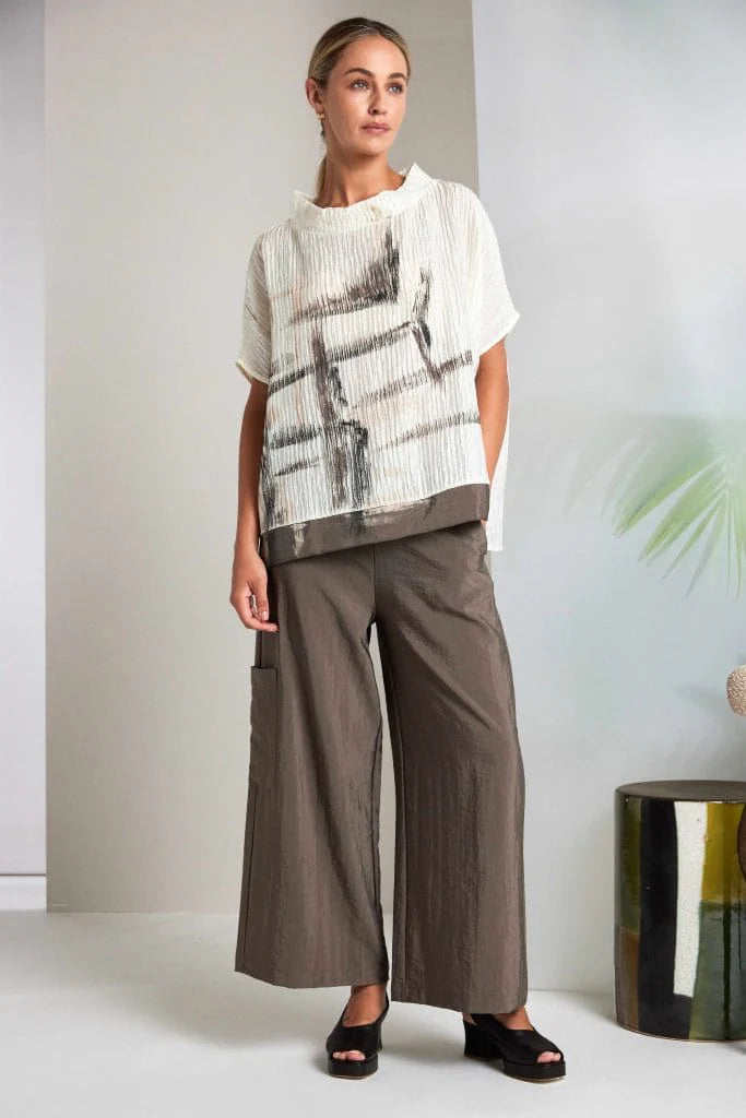 Naya Rippled print high neck top Nas26265