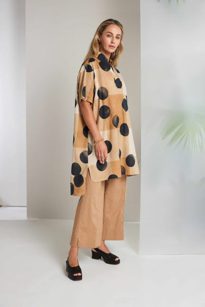 Naya Spot Print Tunic With Collar And Dipped Hem Nas26276
