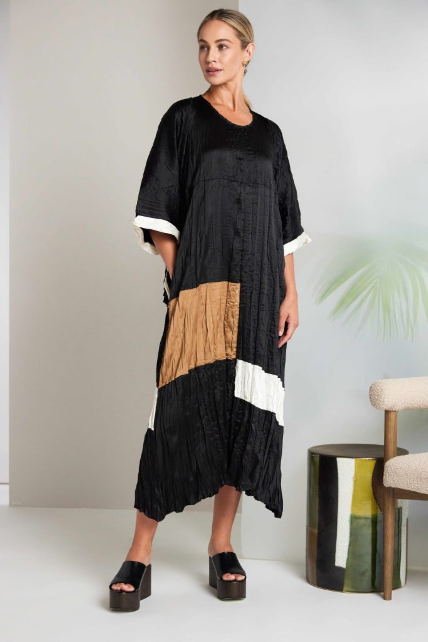 Naya Crushed Shrug With Contrast Sleeve Band Nas26289