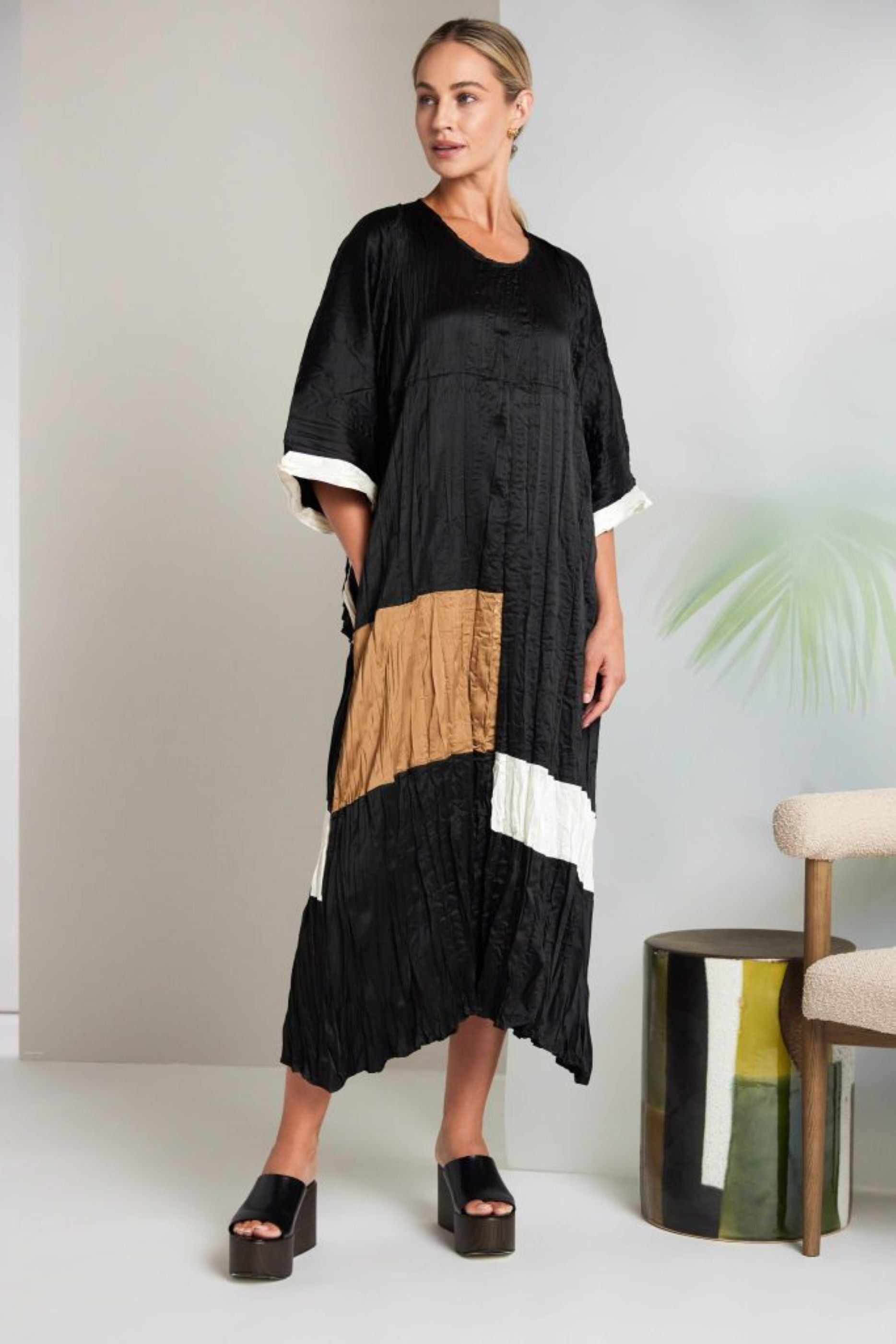 Naya Crushed Shrug With Contrast Sleeve Band Nas26289