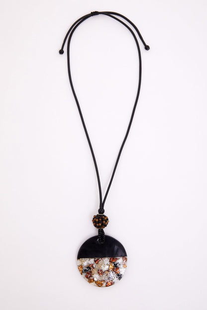 Naya Disc Necklace With Half Print Stone   Nas26352