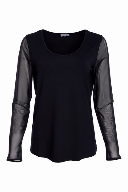 Naya Jersey Layering Top with Mesh Sleeve Naw25106