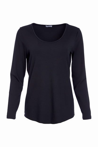 Naya long sleeve scoop neck jersey Top in black Naw25110