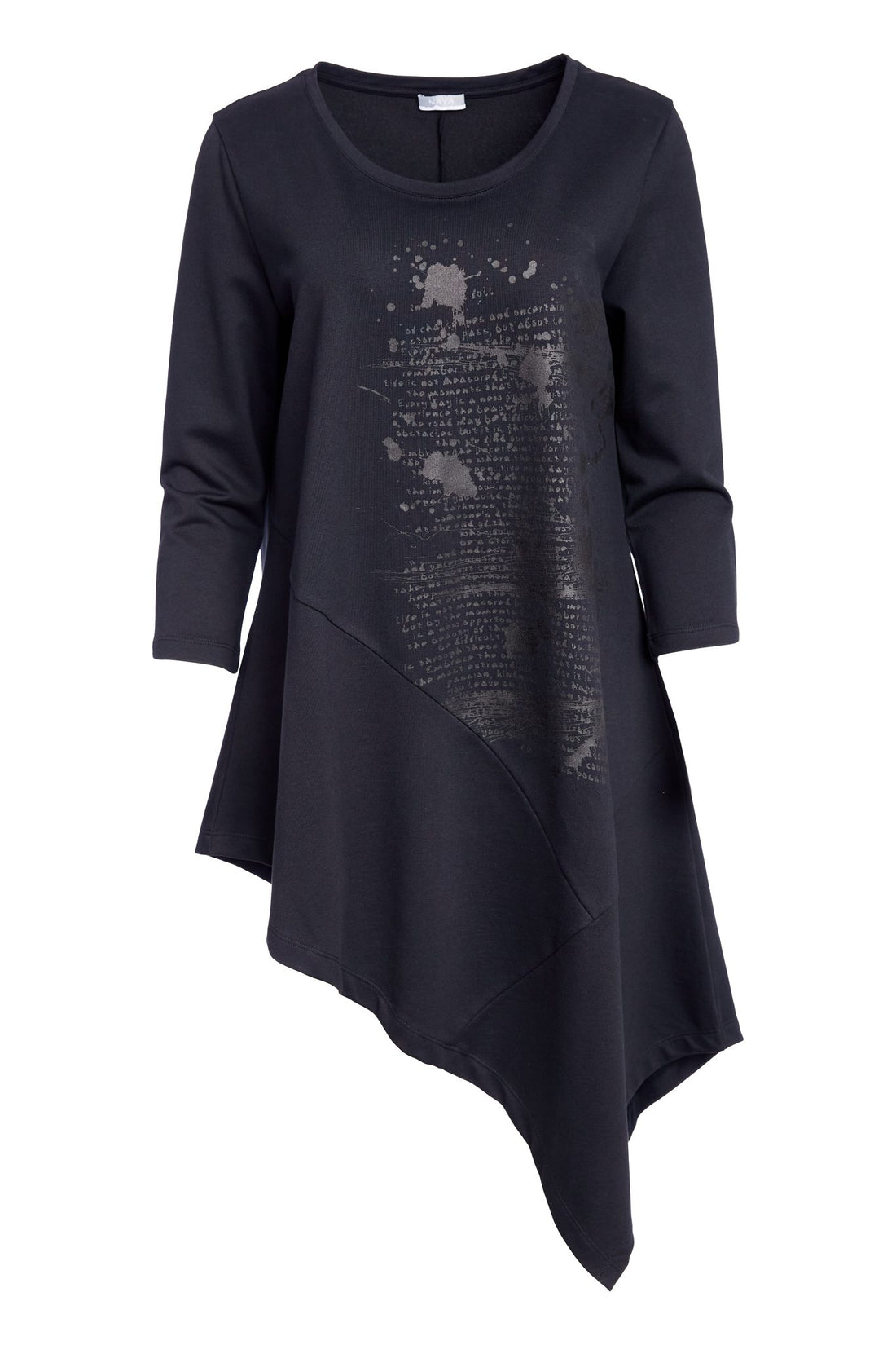Naya Placement print round neck top with dipped hemline Naw25122