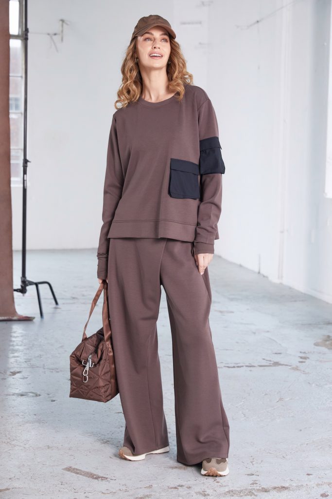 Naya Soft straight Leg Jersey Trousers with pockets Naw25137