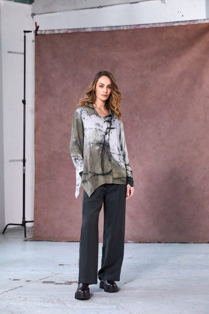 Naya Abstract two tone print shirt with pocket detail Naw25165