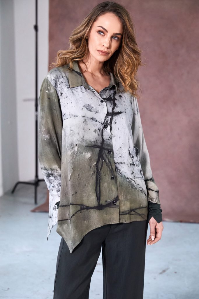 Naya Abstract two tone print shirt with pocket detail Naw25165