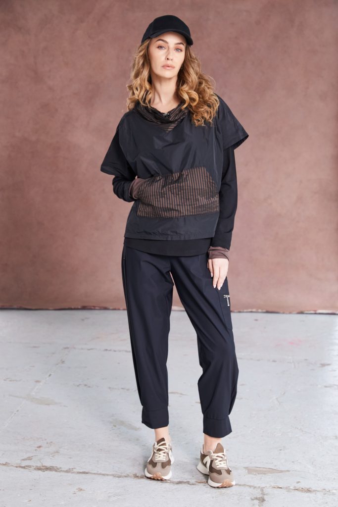 Naya Drawstring hem top with stripped pocket and collar Naw25190