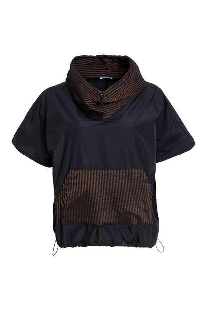 Naya Drawstring hem top with stripped pocket and collar Naw25190