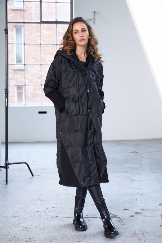 Naya Padded Hooded Coat with Ribbed panels and pocket detail Naw25201
