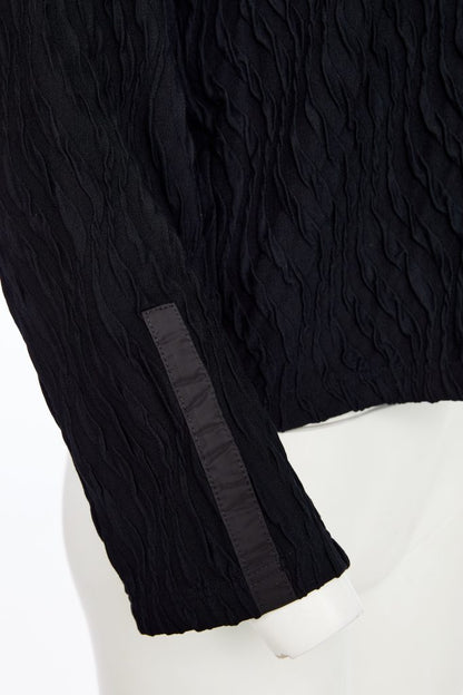Naya Embossed knit high neck jacket with zip detail. black  Naw25229
