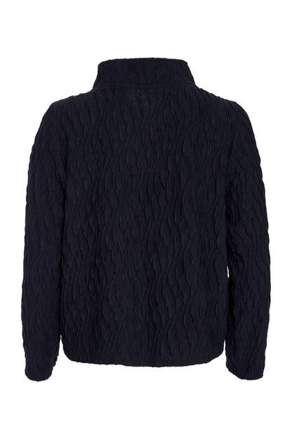 Naya Embossed knit high neck jacket with zip detail. black  Naw25229