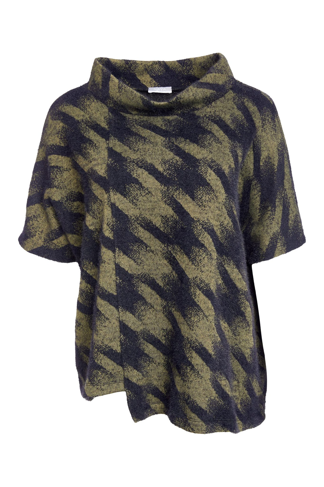 Naya Houndstooth knit high neck top in moss and Black  Naw25244