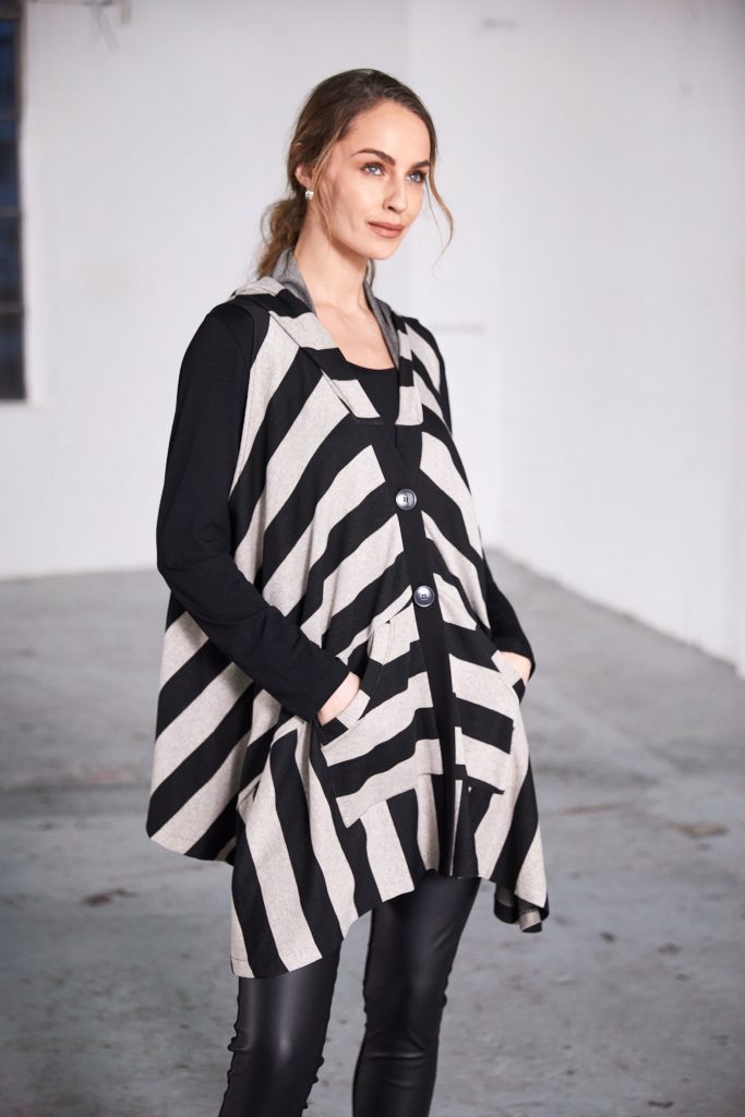 Naya Wide angled stripped waistcoat with button front Naw25267