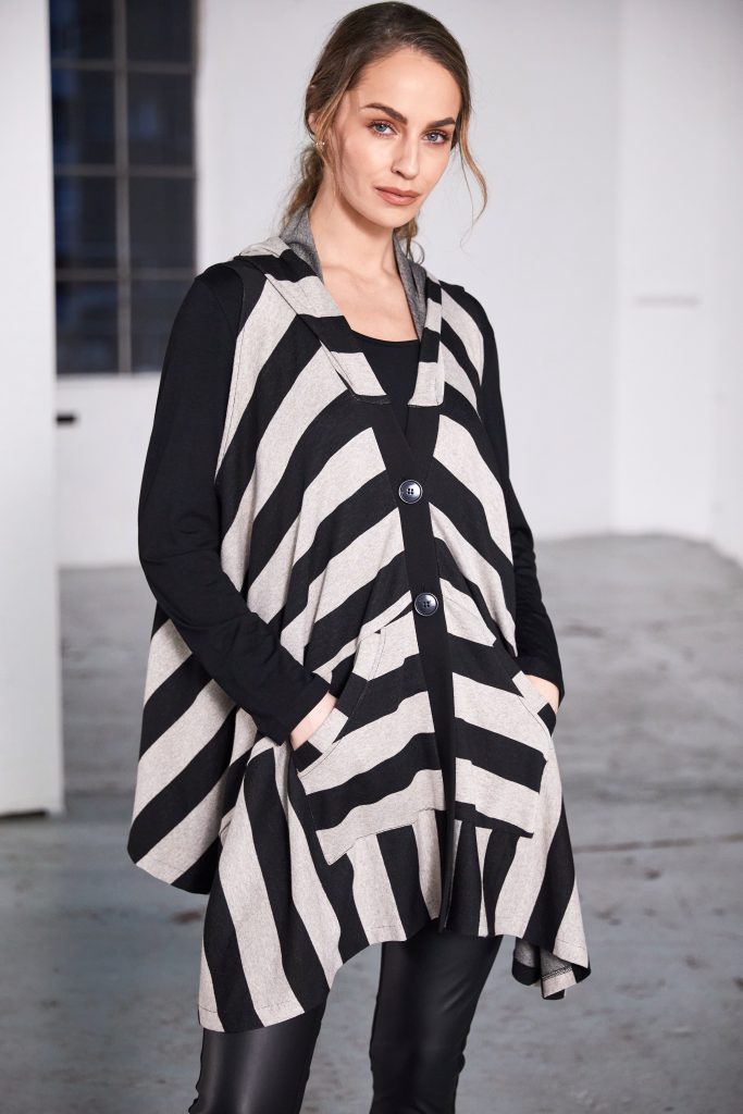 Naya Wide angled stripped waistcoat with button front Naw25267