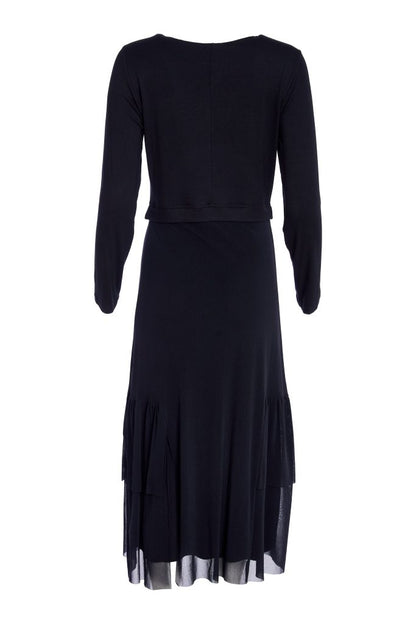 Naya Round neck dress with mesh skirt and frill hem panel  Naw25277