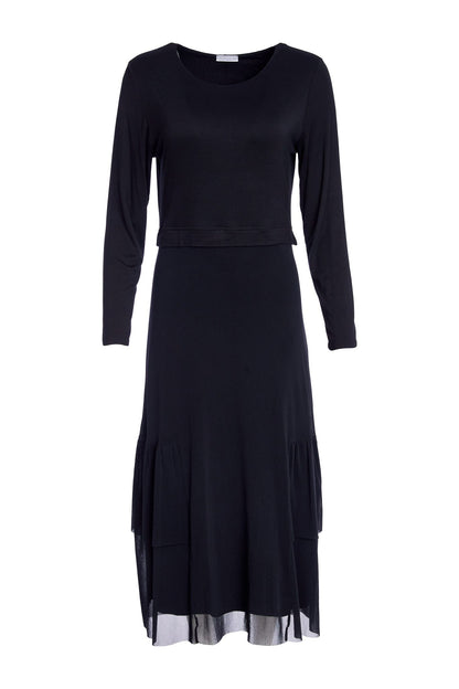 Naya Round neck dress with mesh skirt and frill hem panel  Naw25277