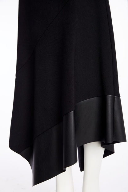 Naya Angled hem punta roma skirt with leatherette panel at hem Naw25278