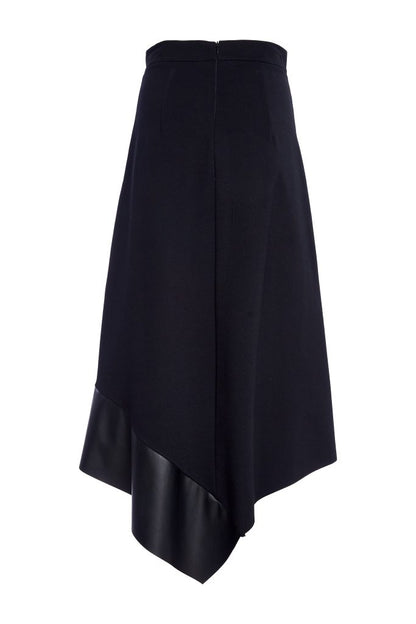 Naya Angled hem punta roma skirt with leatherette panel at hem Naw25278
