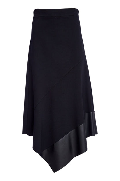 Naya Angled hem punta roma skirt with leatherette panel at hem Naw25278