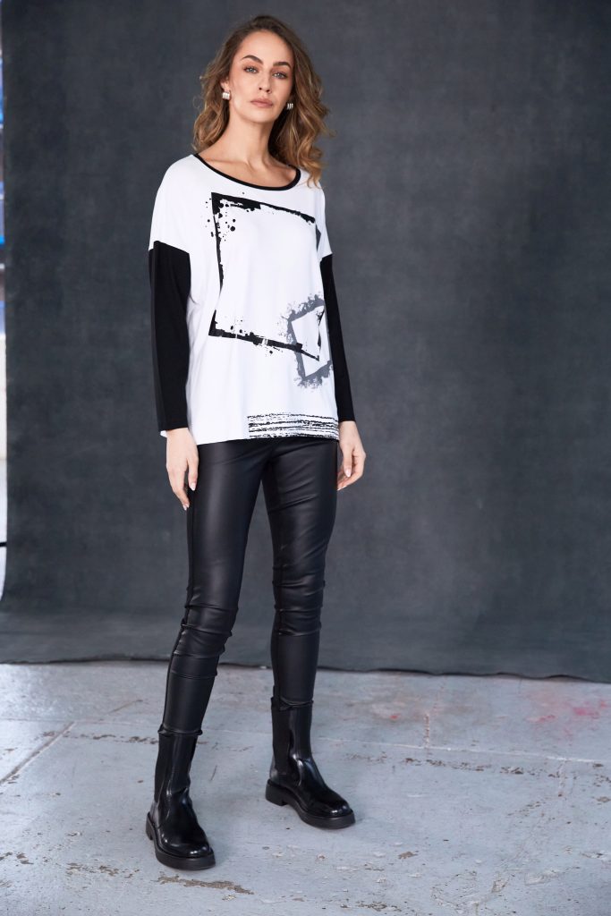 Naya Leatherette and Jersey Leggins Black  Naw25104
