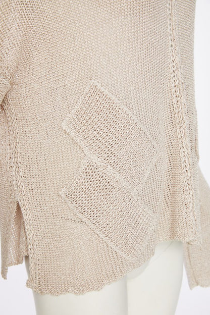 Naya loose weave V Neck Knit in Almond Naw25327