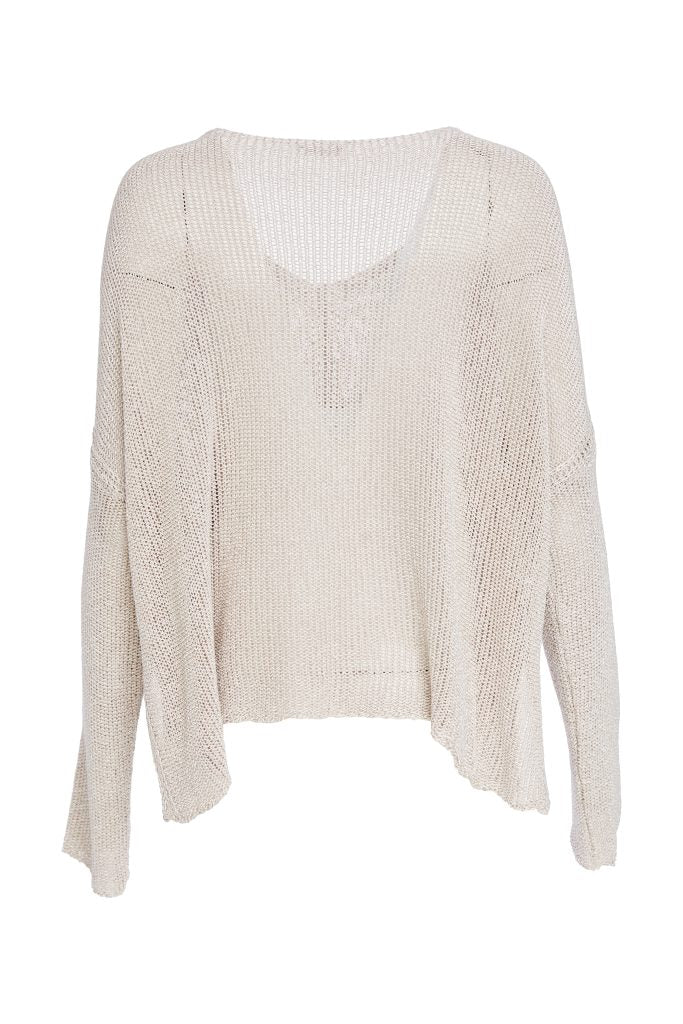 Naya loose weave V Neck Knit in Almond Naw25327
