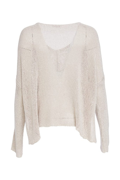 Naya loose weave V Neck Knit in Almond Naw25327