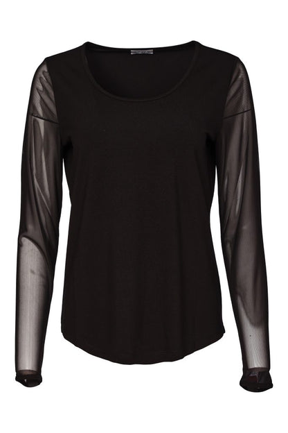 Naya Jersey Round Neck Top With Mesh Sleeve Naw26106