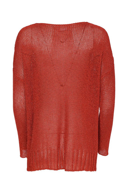 Naya Round Neck Knit With Cut Away Hem in Tigerlilly  Naw26120