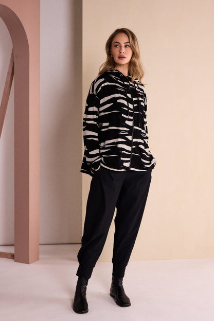 Naya Iconic Travel Fabric Cuff Trouser in Black  Nas26101
