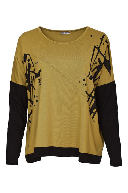 Naya Long Sleeve Placement Print Top in Avocado or Tigerlilly Naw26140