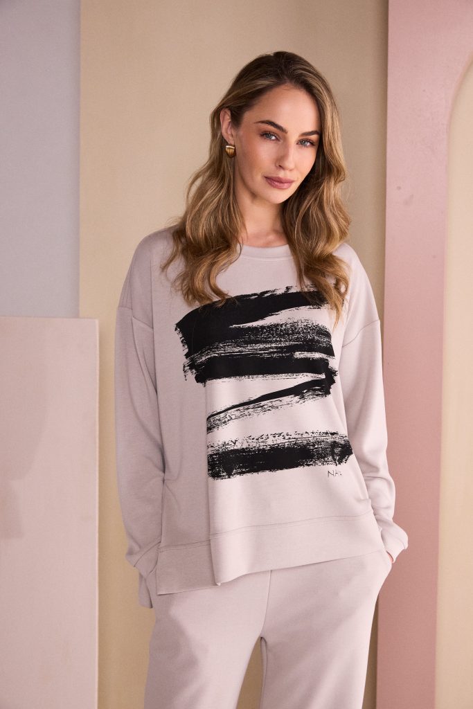 Naya Brush Stroke Placement Print Sweatshirt Naw26146