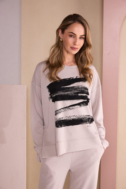 Naya Brush Stroke Placement Print Sweatshirt Naw26146
