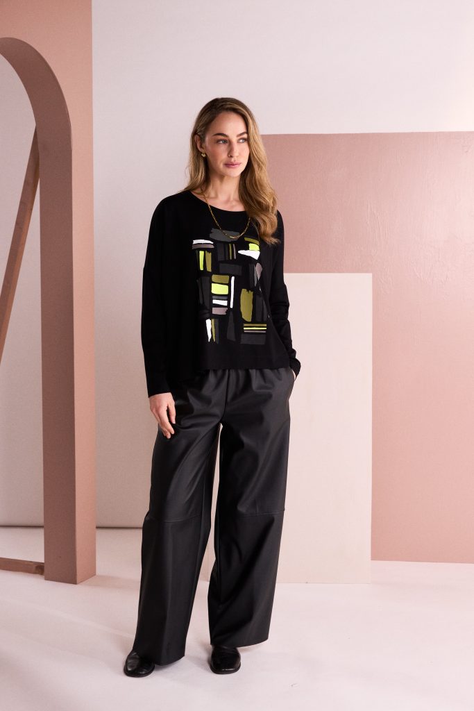Naya Pull Up Leatherette Trouser With pockets Naw26295