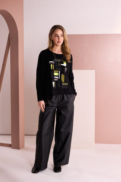 Naya Pull Up Leatherette Trouser With pockets Naw26295