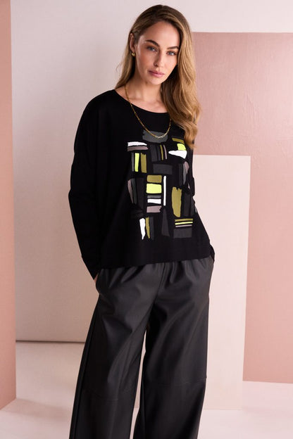 Naya Colour Block placement print top Naw26148
