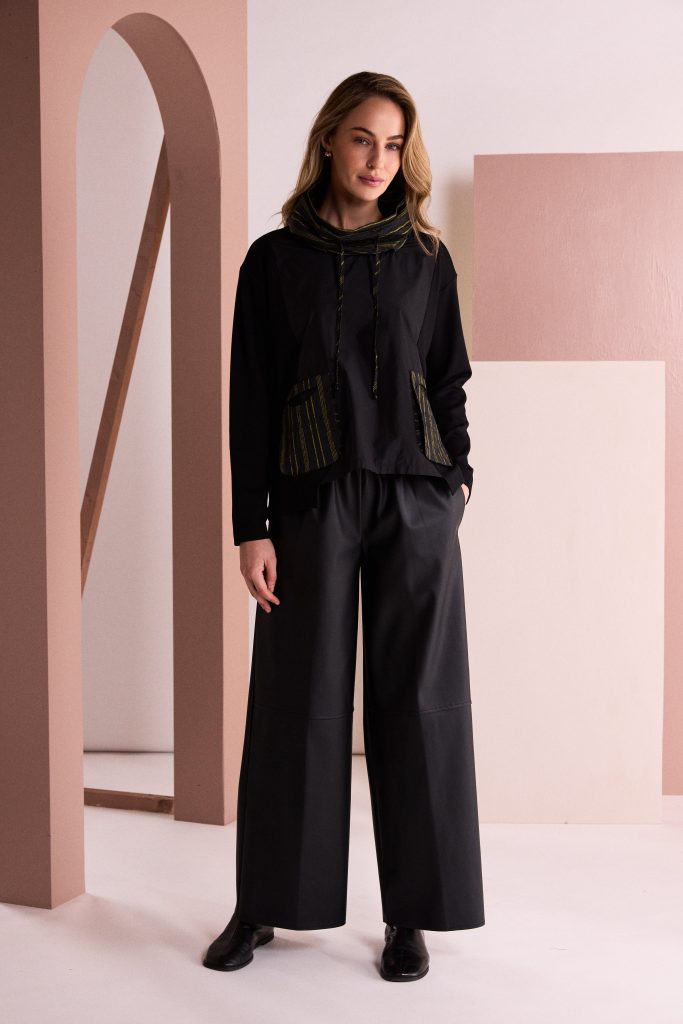 Naya Pull Up Leatherette Trouser With pockets Naw26295
