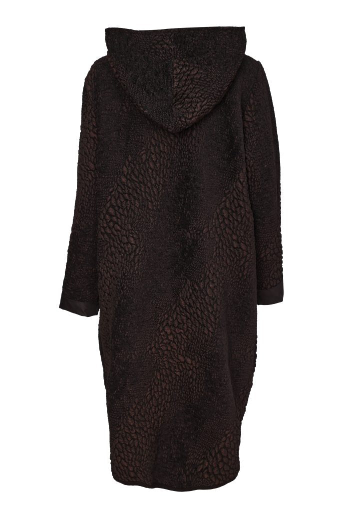 Naya Jacquard Section Coat With Ring Tie Detail At Front Naw26161