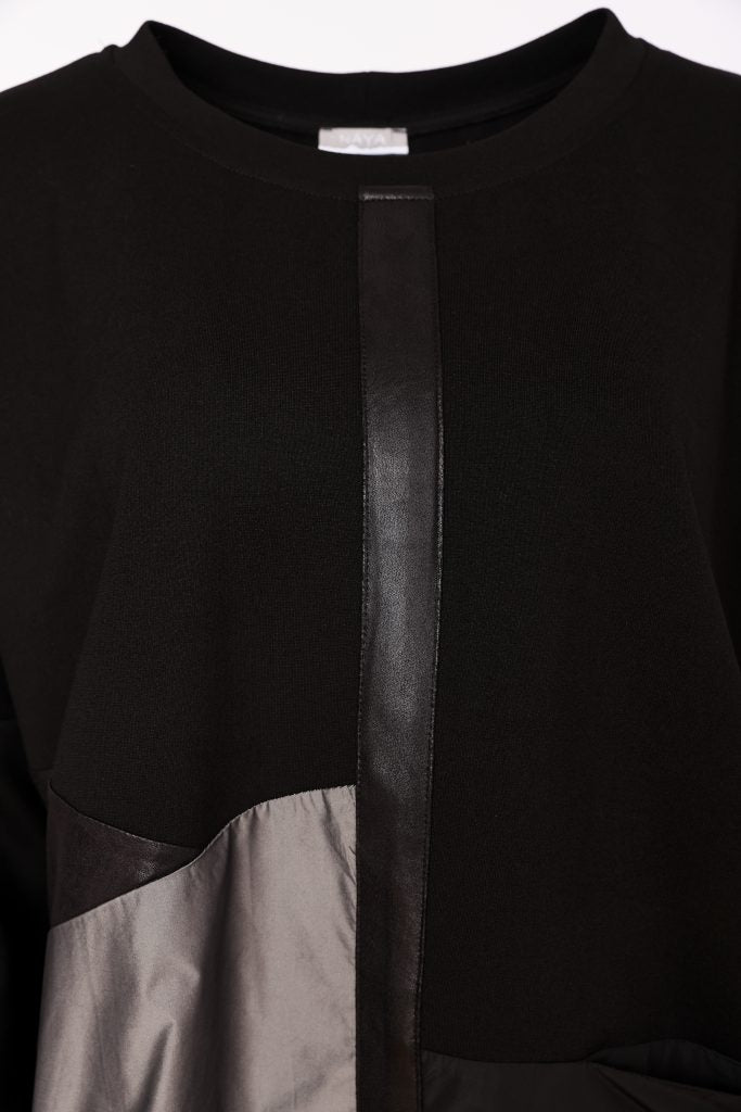 Naya Round neck top with Contrast metallic panels Naw26171
