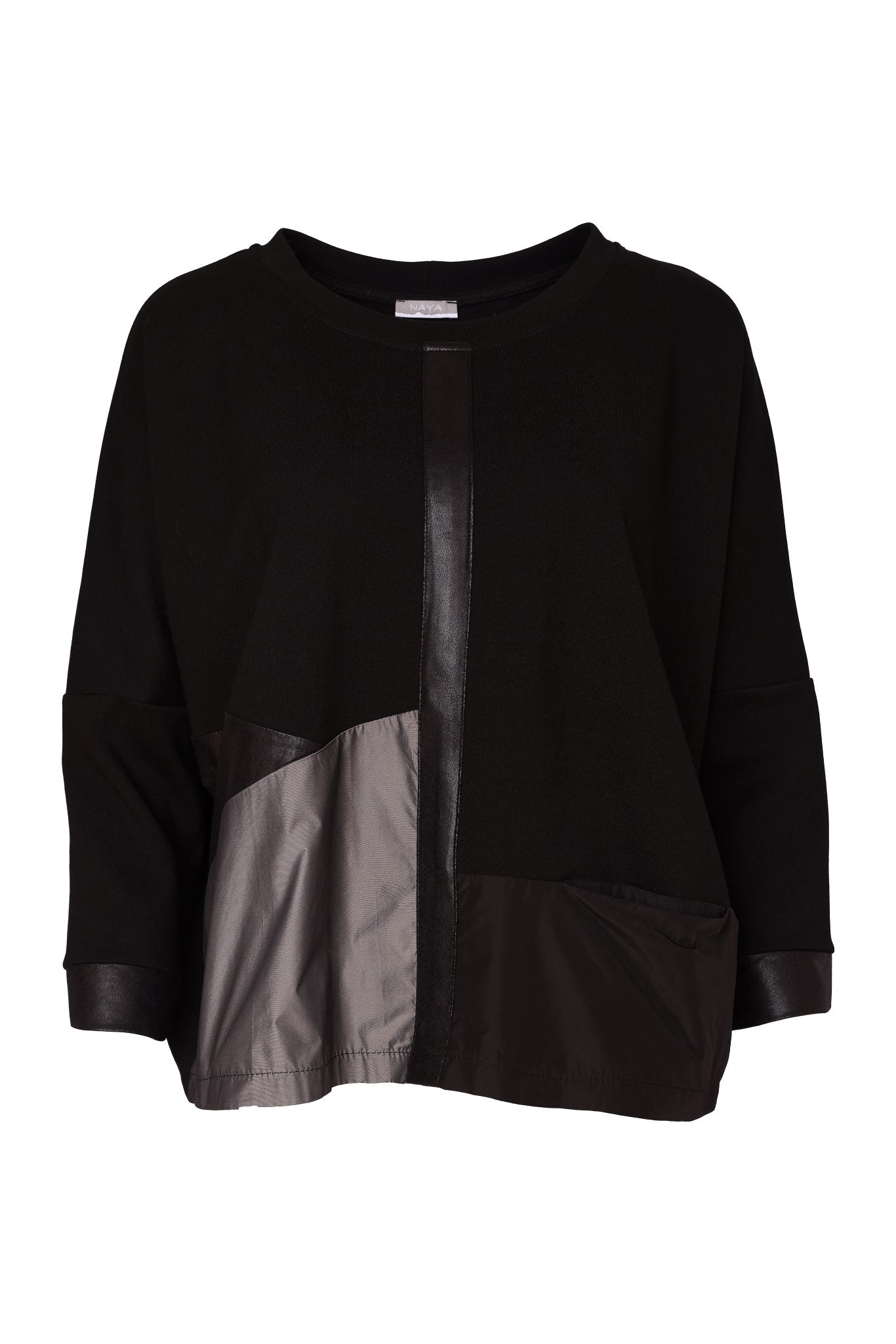 Naya Round neck top with Contrast metallic panels Naw26171