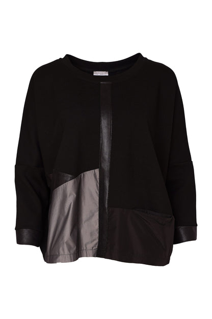 Naya Round neck top with Contrast metallic panels Naw26171