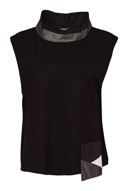 Naya High Neck Top With Colour Contrast Metallic Pocket And Neck detail Naw26174