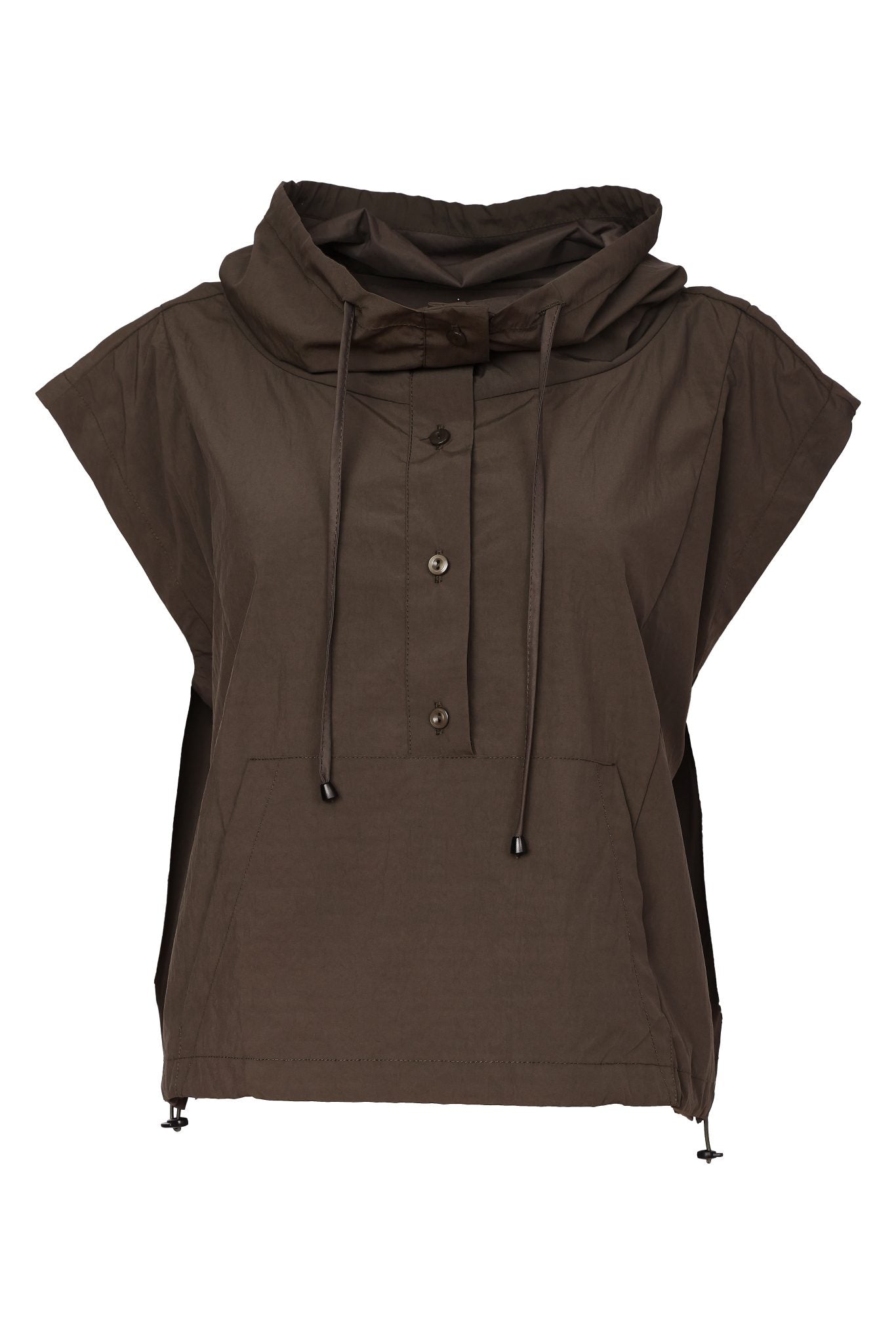Naya Drawstring Hemline Top With High Neck in thyme Green  Naw26189