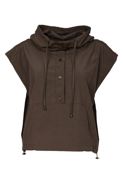 Naya Drawstring Hemline Top With High Neck in thyme Green  Naw26189