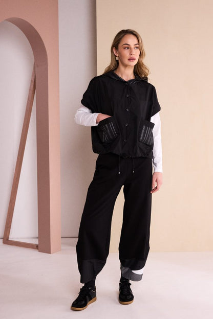Naya Shaped Hem Trouser With Colour Metallic Inset Naw26173