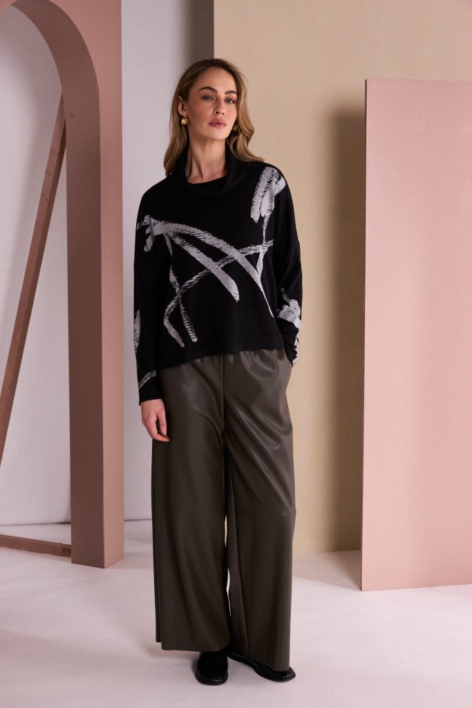 Naya Brush Stroke Print High Neck TopNaw26202