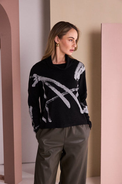 Naya Brush Stroke Print High Neck TopNaw26202