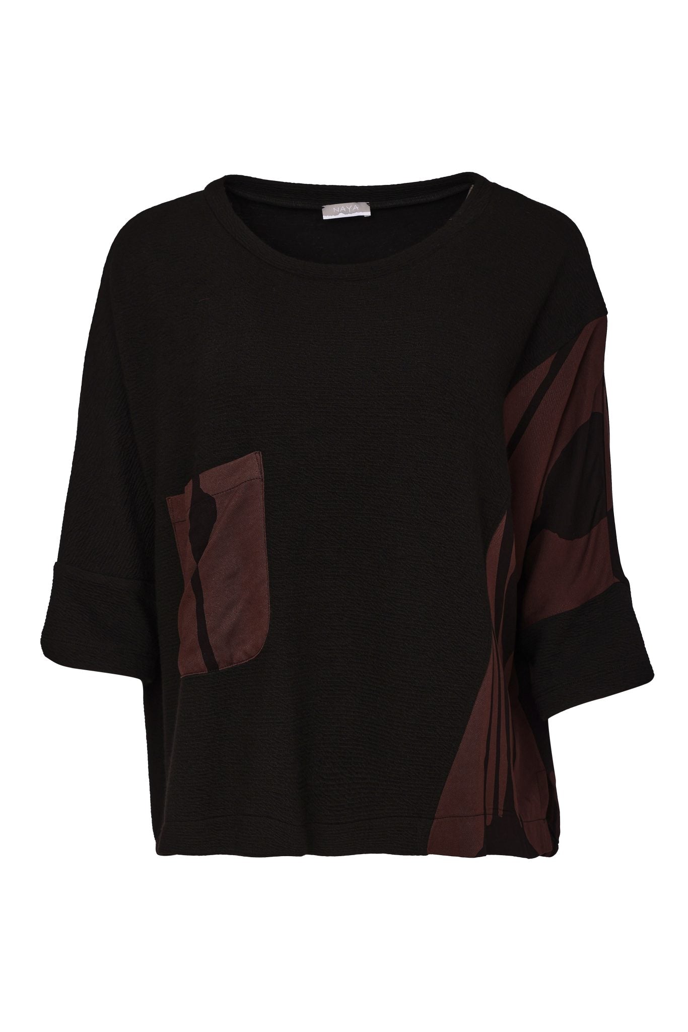 Naya Black Round Neck Top With Choko SectionsNaw26217